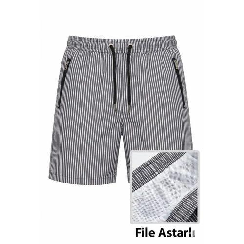 Erkek Deniz Şortu Fermuarlı Cepli File Astarlı Hızlı Kuruyan Premium - Siyah