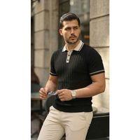 Erkek Düğme Yakalı Kontrast Yaka Triko Tişört