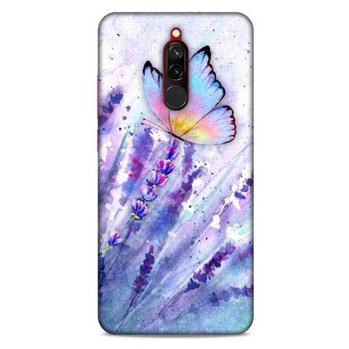 Xiaomi Redmi 8 Uyumlu Kılıf Mor Delisi (47) Crystal Flex Kılıf Kelebek