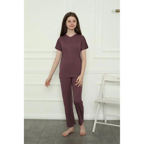 Kız Çocuk Penye Pijama Takım Mürdüm