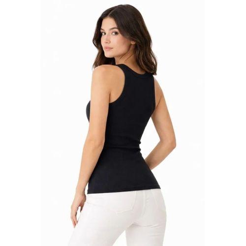 Fitilli Likralı Kaşkorse Atlet Vücuda Oturan Basic Şıklık - Siyah