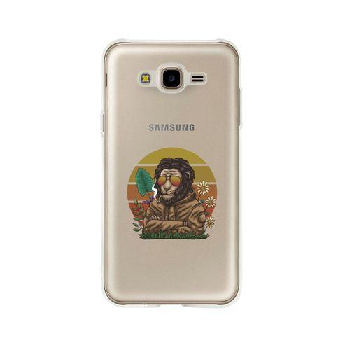 Samsung J7 Cool Lion Desenli Premium Şeffaf Silikon Kılıf