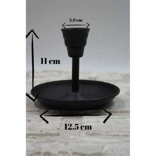 Metal Vintage Mumluk & El Şamdanı Mat Siyah Turna2623-7