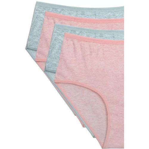 4'lü Yeni Seri Renkli Yüksek Bel Fitilli Ribana Bato Külot Şeftali Yeşil