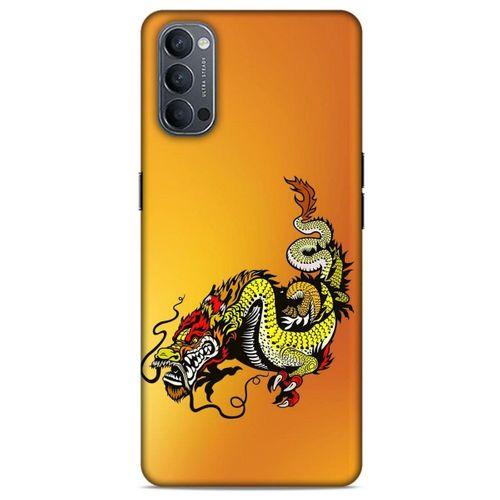 Oppo Reno 4 Kılıf Dragons (28) Arka Kapak Tatoo Sarı Ejderha