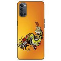 Oppo Reno 4 Kılıf Dragons (28) Arka Kapak Tatoo Sarı Ejderha