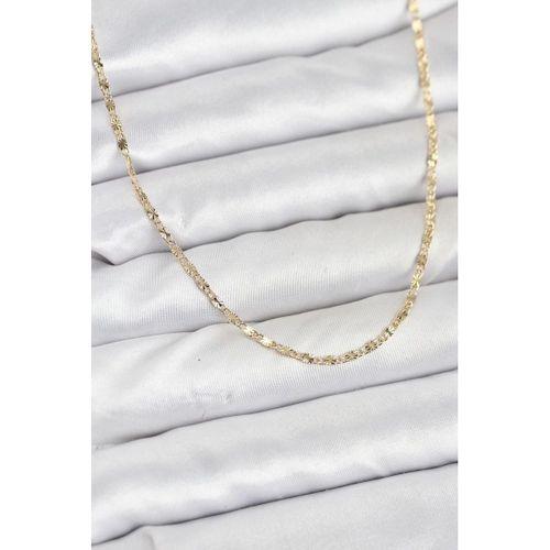 CM 14K Gold Renk Lazer İnce Zincirli Kadın Kolye