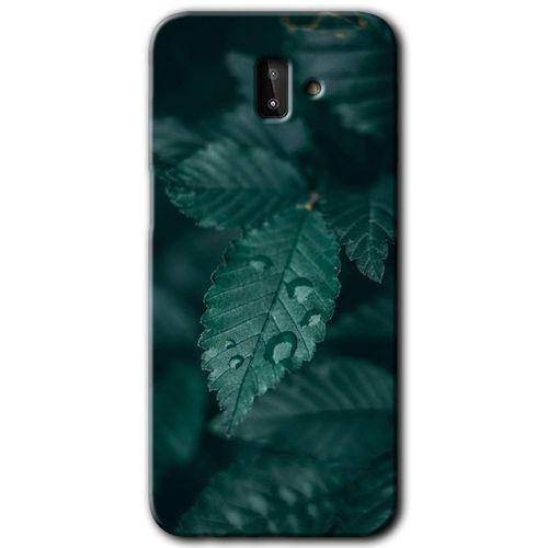 MRCİLETİSİM Samsung Galaxy J6 Plus Kılıf Baskılı Kapak - Yağmurlu Yaprak + 5D Tam Kaplayan Cam