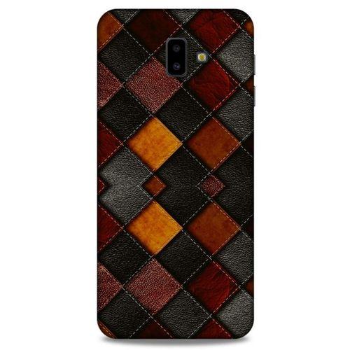 Samsung Galaxy J6 Plus Kılıf Patchwork (1) Kılıfı Kahverengi Bordo