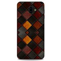 Samsung Galaxy J6 Plus Kılıf Patchwork (1) Kılıfı Kahverengi Bordo