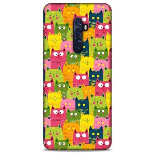 Lopard Oppo Reno 2 Uyumlu Kılıf Kediler (35) Fit Design Kılıf Sarı Yeşil