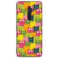 Lopard Oppo Reno 2 Uyumlu Kılıf Kediler (35) Fit Design Kılıf Sarı Yeşil