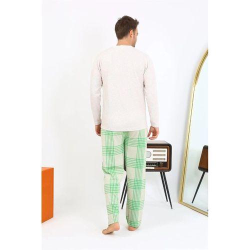 Erkek Uzun Kol Penye Krem Pijama Takımı
