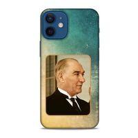Apple iPhone 12 Mini Kılıf Atatürk (27) Tasarımlı Kılıf Sarı Yeşil