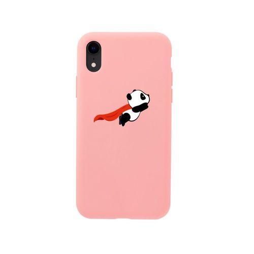 iPhone XR Uçan Panda Desenli Pembe Premium Lansman Kılıf