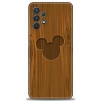 Samsung Galaxy A32 Kılıf HD Baskılı Kılıf - Ahşap Mickey + Tam Ekran Koruyucu