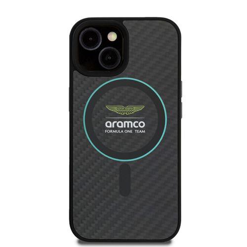 Apple iPhone 15 Kılıf Aston Martin Orjinal Lisanslı M-safe Şarj Özellikli Renkli Halka ve Karbon Fiber Tasarımlı Kapak