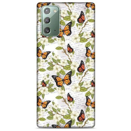 Samsung Galaxy Note 20 Kılıf Kelebek Etkisi (40) Fit Silikon Kılıf Yeşil Kırmızı