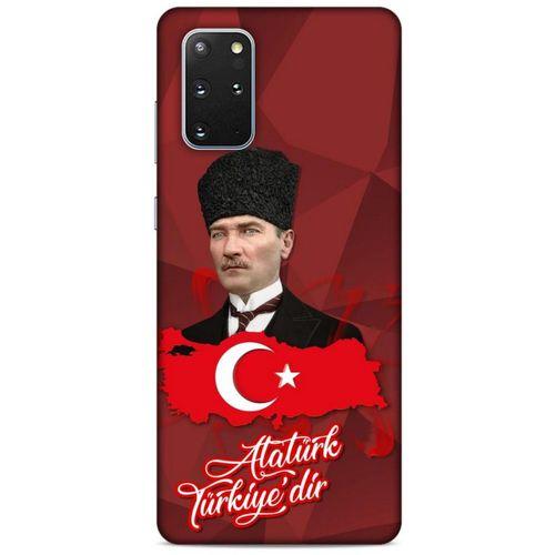 Samsung Galaxy S20 Plus Kılıf Atatürk (43) Thin Fit Kılıf Kırmızı Mozaik