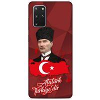 Samsung Galaxy S20 Plus Kılıf Atatürk (43) Thin Fit Kılıf Kırmızı Mozaik