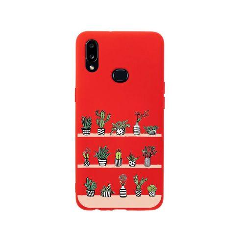 Samsung A10s Kaktüs Bahçesi Premium Silikonlu Kırmızı Telefon Kılıfı