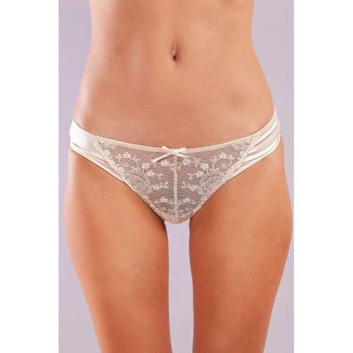 Golshan Giselle Mini Slip, Kadın Güpürlü Saten Ekru Külot