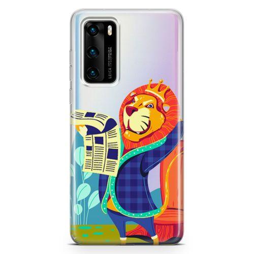 Huawei P40 Kılıf Aslan Kral Arka Kapak Koruma Desenli Full Koruyucu