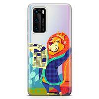 Huawei P40 Kılıf Aslan Kral Arka Kapak Koruma Desenli Full Koruyucu