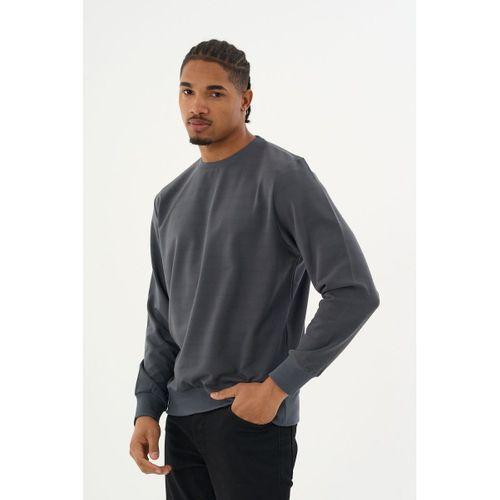 Süperlife Erkek Gri Bisiklet Yaka Ribanalı Regular Fit Sweatshirt spr26swk930
