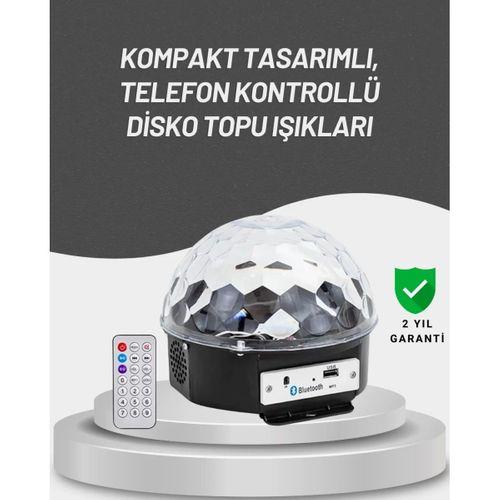 Uzaktan Kumandalı Rgb Led Disko Topu Bluetooth Hoparlörlü