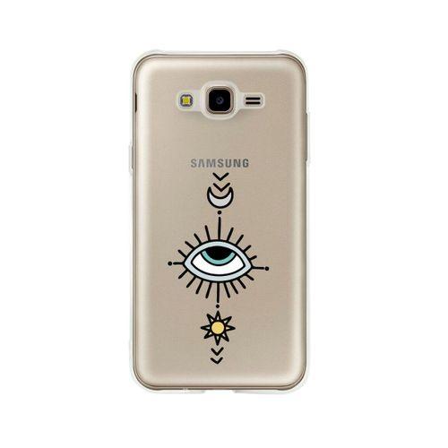 Samsung J7 Nazar Göz Desenli Premium Şeffaf Silikon Kılıf