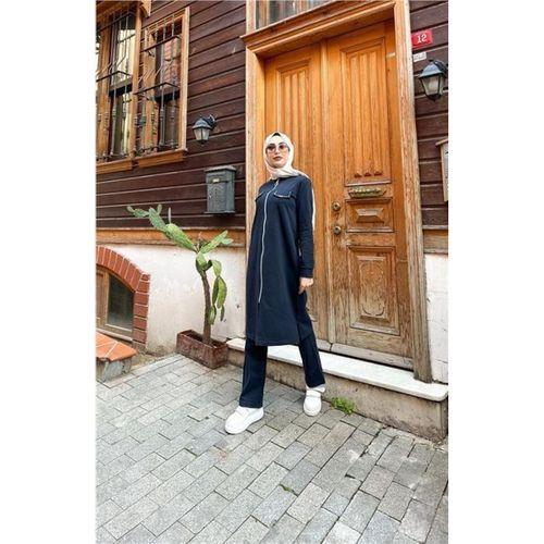 Fermuarlı Uzun Tunik Pantolon Spor İkili Takım - 03058.015 - Lacivert