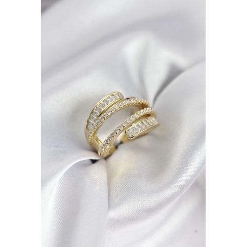 Sarmal Zirkon Baget Taşlı Gold Renk Kadın Yüzük