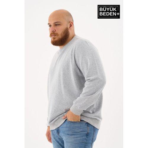 Erkek Büyük Beden Bisiklet Yaka ince Sweatshirt SPR24BSW56
