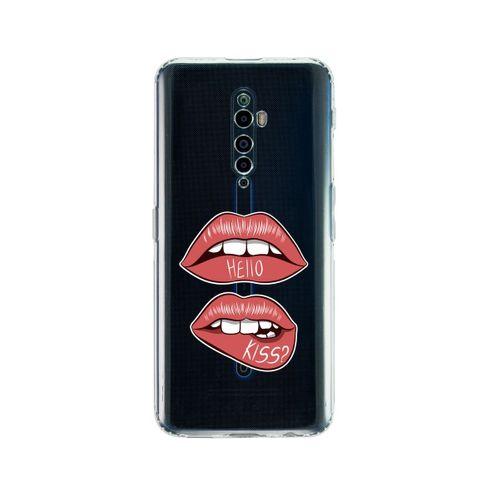 Oppo Reno 2Z Hello Kiss Desenli Premium Şeffaf Silikon Kılıf