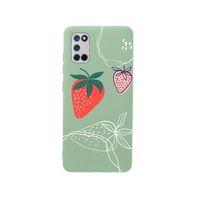 Oppo A72 Çilek Desenli Premium Silikonlu Yeşil Telefon Kılıfı