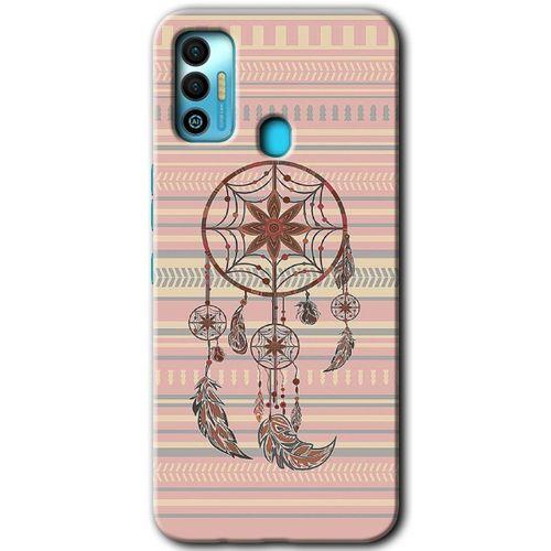 MRCİLETİSİM Tecno Spark 7T Kılıf HD Desen Baskılı Arka Kapak+Temperli Cam - Mandala Retro