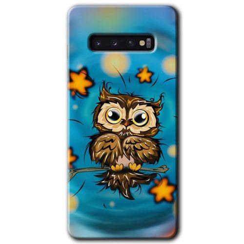 Galaxy S10 Kılıf HD Desen Baskılı Arka Kapak - Owl Bird Stars + Kırılmaz Cam