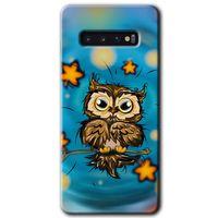 Galaxy S10 Kılıf HD Desen Baskılı Arka Kapak - Owl Bird Stars + Kırılmaz Cam