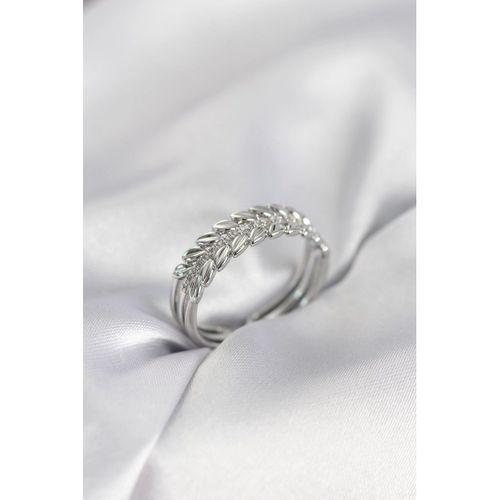 Gümüş Renk Başak Model Zirkon Taşlı Kadın Yüzük