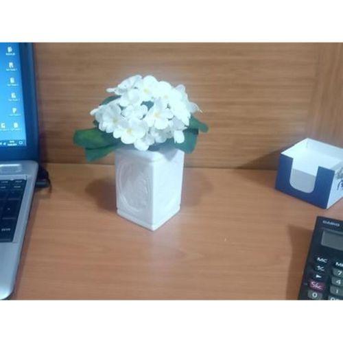 2 Adet Vazo Dahil,Vazoda Çiçek,Beyaz Yapay Çiçek,Vazo Dekoratif Çiçekli Kare 8X8X16Cm