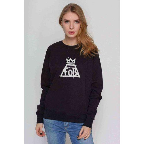 Fall Out Boy Chicago Baskılı Siyah Kadın Sweatshirt