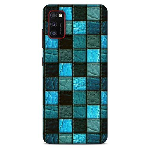 Samsung Galaxy A41 Kılıf Patchwork (27) Tasarımlı Kılıf Turkuaz Siyah