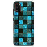 Samsung Galaxy A41 Kılıf Patchwork (27) Tasarımlı Kılıf Turkuaz Siyah