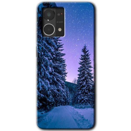 MRCİLETİSİM Oppo Reno 7 4G Kılıf HD Desen Baskılı Arka Kapak+Temperli Cam - Kış Manzarası