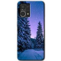 MRCİLETİSİM Oppo Reno 7 4G Kılıf HD Desen Baskılı Arka Kapak+Temperli Cam - Kış Manzarası