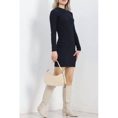 pilelistore Kaşkorse Yırtmaçsız Elbise Lacivert