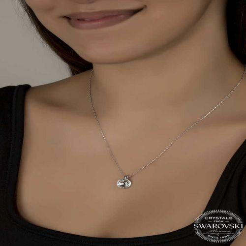 Swarovski Crystal Taşlı Çerçeveli Lucky Life 925 Ayar Gumuss  Lucky Life Lucky Life Kadın Kolye