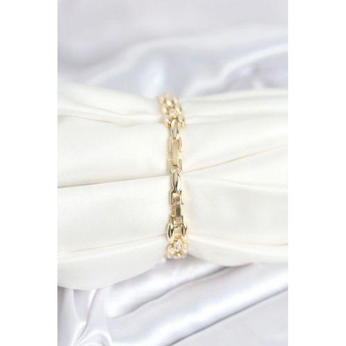 Pirinç Gold Renk Zincir Model Zirkon Taşlı Kadın Bileklik