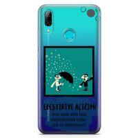 Huawei Y7 2019 Kılıf Eleştriye Açığım Arka Kapak Koruma Desenli Full Koruyucu